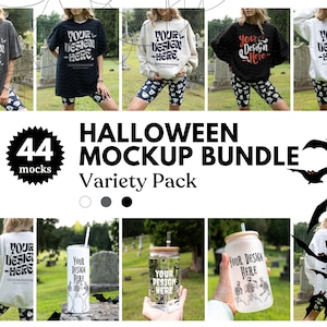 Mockup Bundle Trendy Halloween Bundle T-Shirt Mockup Halloween Aesthetic Group Mockup Halloween Mockup Comfort Colors Mock Fall Mockup PSD
