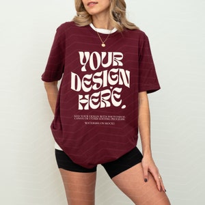Maroon Bella Canvas 3001 TShirt Mockup Maroon Bella Canvas 3001 Shirt Mockup Oversized Mockup Bella Canvas Model Mockup Tee