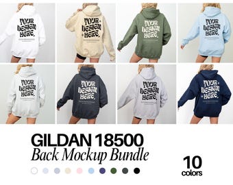 Back Gildan 18500 Mockup Bundle Print on Back Hoodie Mockup Bundle Black White Mock Back of Hoodie Mockup Oversized Hooded Mockup Bundle