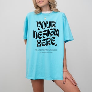 Comfort Colors Mockup Lagoon Blue Mockup C1717 Lagoon Blue Mockup Oversized Tshirt Blue Model Mockup Lagoon Blue C1717 Mockup T-Shirt Mock