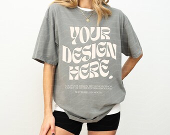 Comfort Colors Mockup Grey Mockup C1717 Grey Mockup Oversized Tshirt Model Mockup Grey C1717 Mockup T-Shirt Mock
