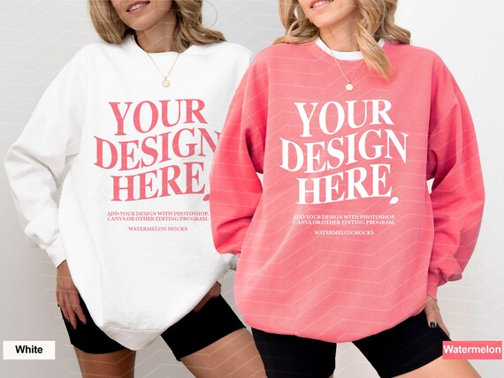 Couple Mockup Comfort Colors Sweatshirt Mockup C1566 White Watermelon Mockup Bachelorette Mockup Valentine's Mockup Pink 1566 Bach Shirts