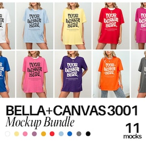 11 Colors Bella Canvas 3001 TShirt Mockup Bundle Bella Canvas 3001 Shirt Mockup Bundle Oversized Mockup Bella Model 3001 Mockup Bundle