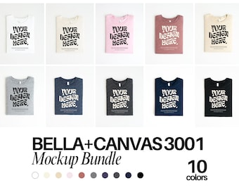 10 Colors Bella Canvas 3001 TShirt Mockup Bundle Bella Canvas 3001 Shirt Mockup Bundle Oversized Mockup Bella Model 3001 Mockup Bundle
