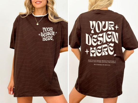 Front and Back Gildan 5000 Chocolate Front Back Mockup Gildan 64000 Chocolate Mockup C1717 Mockup Oversized Mockup Bella Canva Shirt Mockup