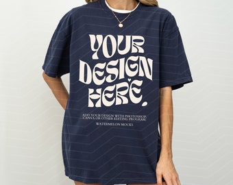 Comfort Colors Mockup Navy Mockup C1717 Navy Mockup Oversized Tshirt Model Mockup Navy C1717 Mockup T-Shirt Mock