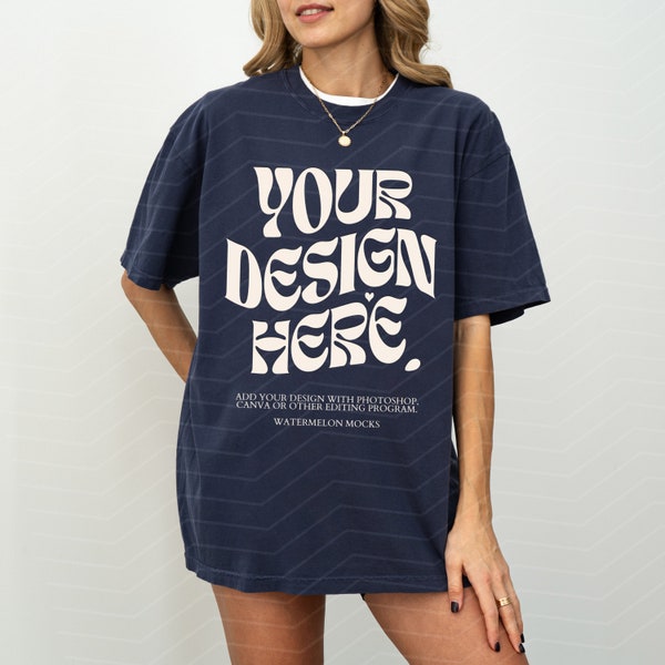 Comfort Colors Mockup Navy Mockup C1717 Navy Mockup Oversized Tshirt Model Mockup Navy C1717 Mockup T-Shirt Mock