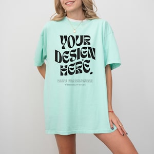 Comfort Colors Mockup Island Reef Mockup C1717 Island Reef Mockup Oversized Tshirt Blue Model Mockup Island Reef C1717 Mockup T-Shirt Mock