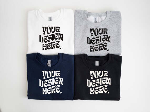 Family Mockup Gildan 18000 White and Black Mockup Sport gray Navy Flatlay Gildan Family Mockup Flat Lay Mockup Folded Sweatshirt Mockup