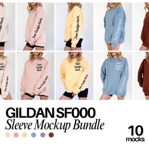 Gildan SF000 Sleeve Mockup Bundle Gildan Sleeve Mockup Bundle Paragon Sweatshirt Mockup Gildan SF000 Cocoa Crewneck SF000 Gildan Bundle