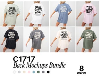 Comfort Colors 1717 Mockup Bundle Back Tshirt Mockup Bundle C1717 T-Shirt Back View Mock-up Bundle Print on Back Oversized Tshirt Model Mock