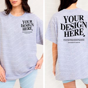 Gildan 5000 Sport Grey TShirt Front and Back Mockup 5000 Shirt Mockup Sport Grey Mockup Front Back Oversized Mockup Gildan 5000 Mockup