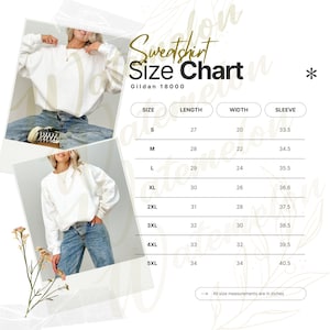 Gildan 18000 Size Chart Mockup Size Chart Unisex Sweatshirt 18000 Sizing Guide Model Mock Size Chart Gildan 18000 Sweatshirt Mockup