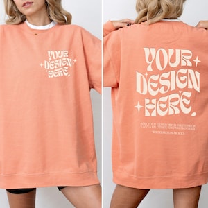 Front Back Comfort Colors 1566 Terracotta Mockup Front and Back Terracotta Mockup Comfort Colors Orange Sweatshirt Mock up Comfort Colors