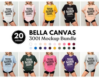 Maqueta de camiseta Bella Canvas 3001 en 20 colores Maqueta de camiseta Bella Canvas 3001 Maqueta de gran tamaño Maqueta del modelo Bella 3001