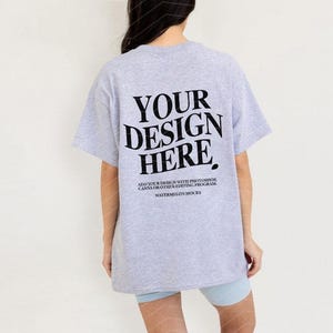 Gildan 5000 Sport Grey TShirt Back Mockup 5000 Back of Shirt Mockup Sport Grey Mockup Oversized Mockup Gildan 5000 Mockup Model Mockup KZ1