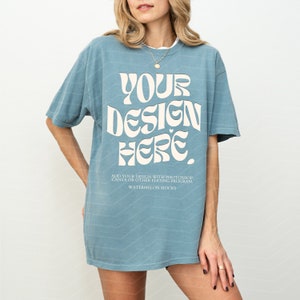 Comfort Colors Mockup Ice Blue Mockup C1717 Ice Blue Mockup Oversized Tshirt Model Mockup Ice Blue C1717 Mockup T-Shirt Mock