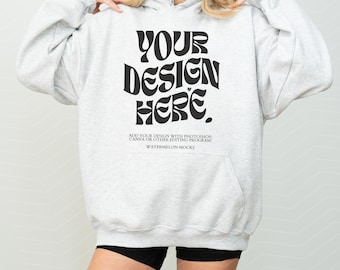 Gildan 18500 Ash Mockup Hoodie Mockup Oversized Mockup Ash Hoodie Mockup 18500 Gildan Mockup Sweatshirt Model Mock up