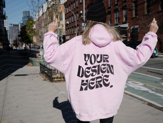 Gildan 18500 Light Pink Back Mockup Hoodie Mockup Oversized Mockup