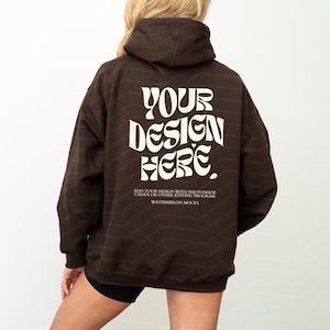 Gildan 18500 Dark Chocolate Back Mockup Hoodie Mockup Oversized Mockup Print on Back Dark Chocolate Hoodie Mockup 18500 Gildan Mockup Hooded