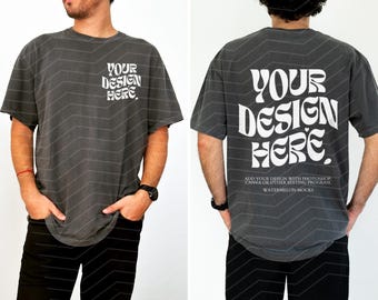 Front and Back Comfort Colors Mockup Pepper Mockup Male C1717 Oversized Tshirt Model Mockup Men C1717 Mockup T-Shirt Mock Up