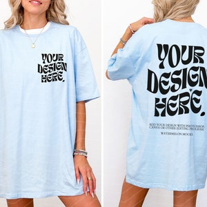 Front and Back Blue Mockup Gildan 5000 Front Back Mockup Gildan 64000 Blue Mockup C1717 Mockup Oversized Mockup Bella Canva Shirt Mockup