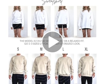 Tabella taglie video Gildan 18000 Felpa oversize da uomo Tabella taglie Canva Template POD Video Guida taglie Mockup Felpa unisex Video Mockup