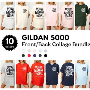 Gildan 5000 Mockup Bundle Front and Back Mockup 5000 Bundle Shirt Mockup White Mockup Front Back Oversized Mockup Natural Gildan 5000 Mockup