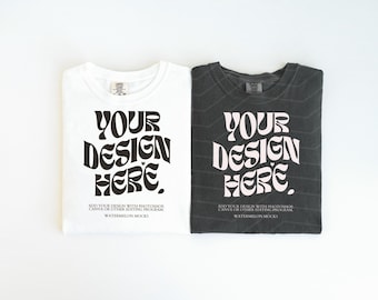 Couple Mockup Comfort Colors 1717 Mockup White Pepper Mockup Comfort Colors Tshirt C1717 Folded Shirt Mock up Flat lay Friends Mockup