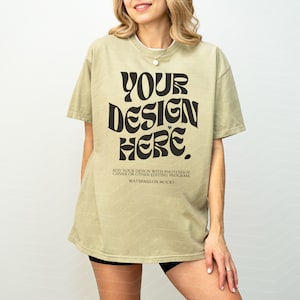 Comfort Colors Mockup Khaki Mockup C1717 Khaki Mockup Oversized Tshirt Model Mockup Khaki Green C1717 Mockup T-Shirt Mock Green