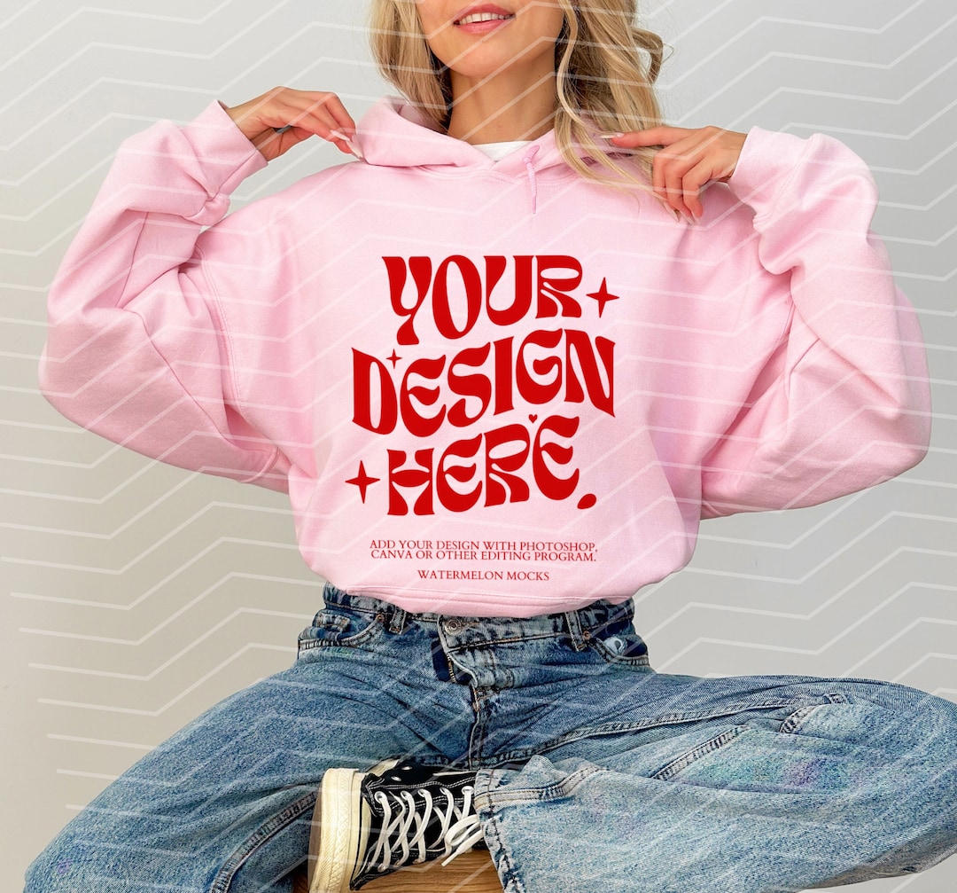 Gildan 18500 Light Pink Hoodie Mockup Gildan Hoodie Mockup Pink Hoodie