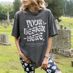 Comfort Colors 1717 Tshirt Mockup Woman Model Mockup Pepper Shirt Mock Fall Mockup Halloween Mockup Pepper Mockup 1717 Spooky