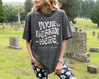 Comfort Colors 1717 Tshirt Mockup Woman Model Mockup Pepper Shirt Mock Fall Mockup Halloween Mockup Pepper Mockup 1717 Spooky