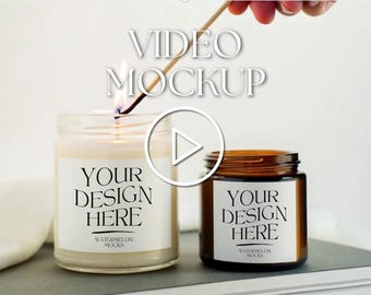 Wideo z mockupem świecy 4 oz Świeca sojowa przezroczysta Świeca Printify Świeca 9 oz Wideo z mockupem Estetyczna świeca sojowa Makieta świecy ze szkła bursztynowego