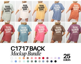 Comfort Colors 1717 Mockup Bundle Back Tshirt Mockup Bundle C1717 T-Shirt Back View Mock-up Bundle Print on Back Oversized Tshirt Model Mock