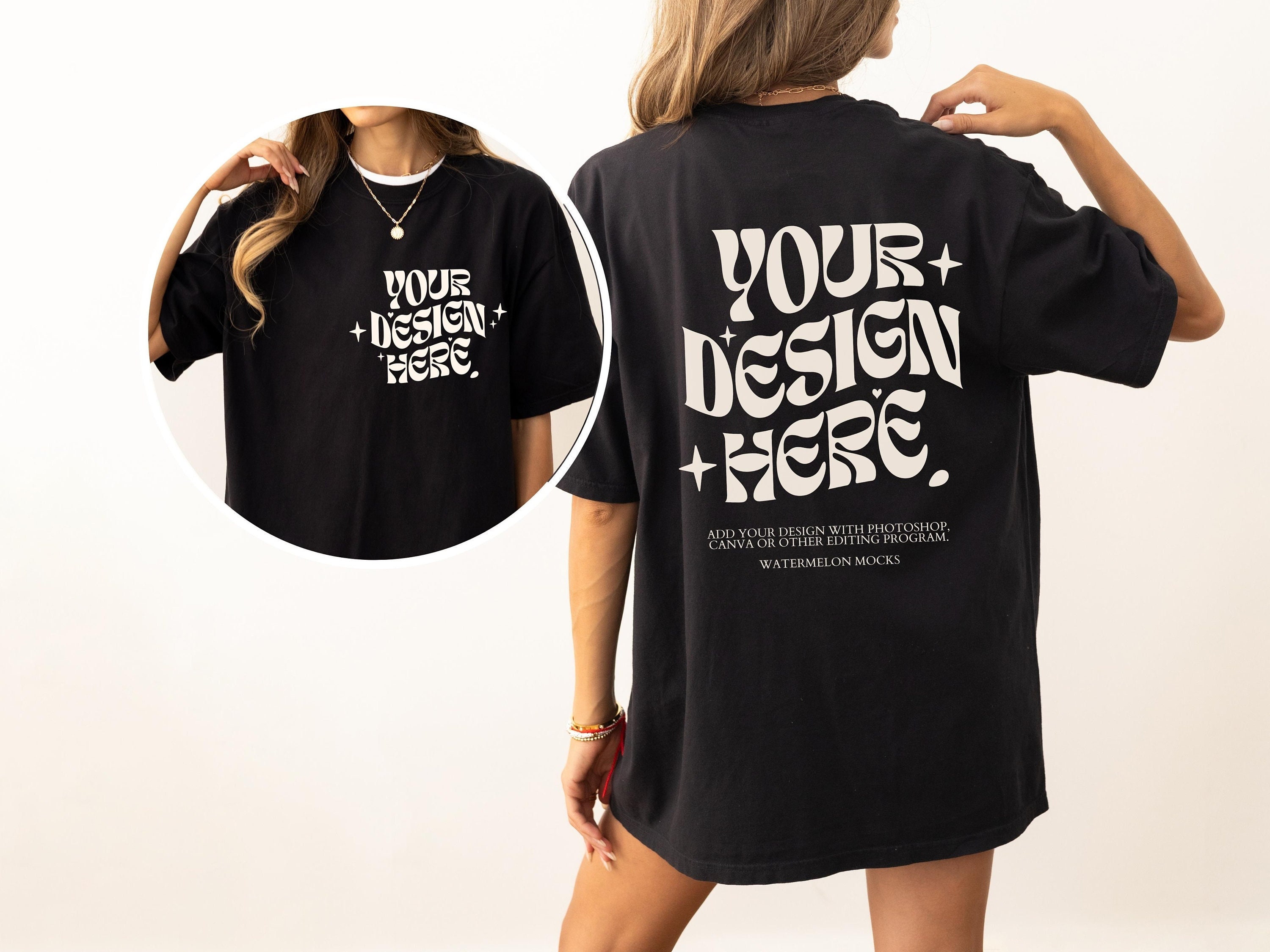 Front and Back Black C1717 Black Comfort Colors Mock Black Front and Back Black C1717 Black Comfort Colors Mock Black