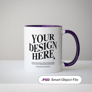 11oz Accent Mug Ceramic Mug Mockup PSD Mockup Mug Purple Accent Mug Mockup Colored Mug Mockup Coffee Mug Mockup Accent Cup Mockup