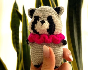 Handmade Crochet Raccoon Toy, Amigurumi Animal Doll, Cute gift