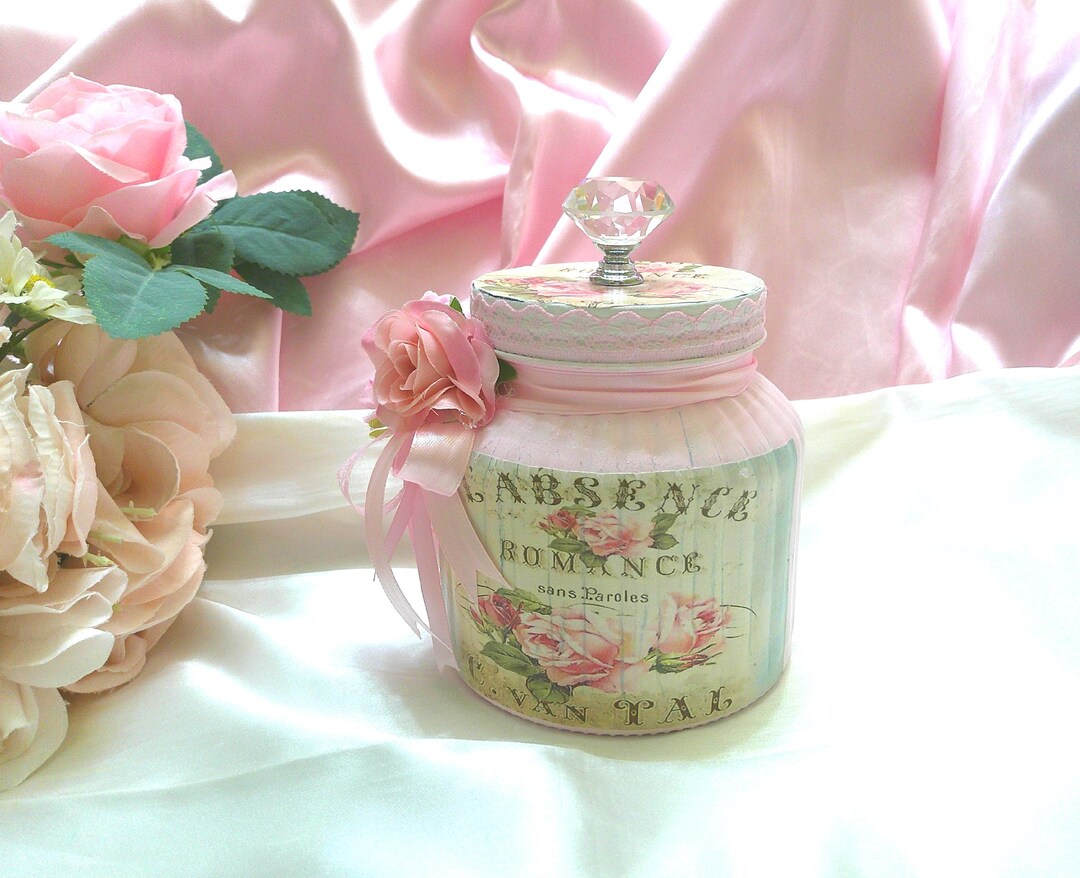 Shabby Chic PINK Storage Jar W/french Inspired Theme and Roses - Etsy