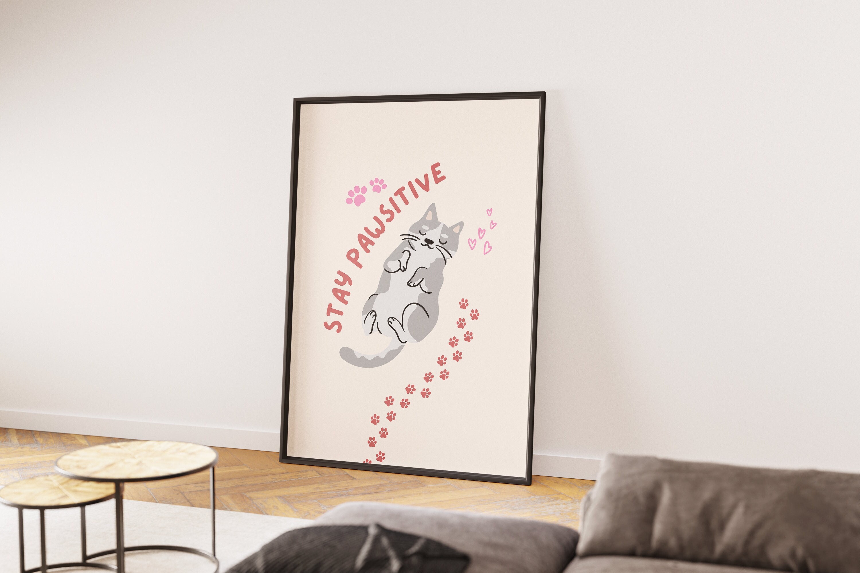 Positive Cat Poster Etsy