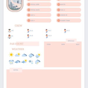Small Printable Flight Attendant Log 140 x 210 mm