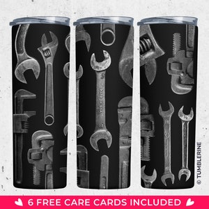 Mall för gamla skiftnycklar, sublimeringsverktygslåda, mekaniskt tumbleromslag, fars dag PNG rak och avsmalnande, gör-det-själv-tumbler