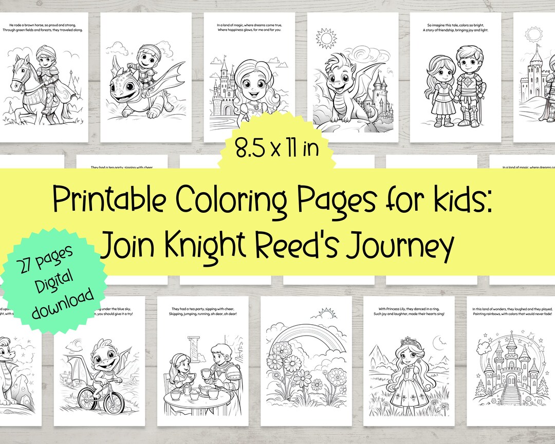 Printable Rhyming Coloring Pages for Kids - Etsy