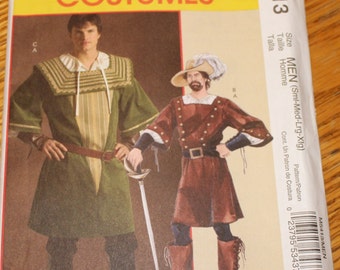 McCalls M5413 Mens Renaissance Shirt and Tunic Sewing Pattern, Uncut, FF, Size Sml-Med-Lrg-Xlg