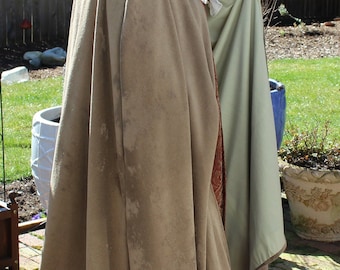 Sage Green Cloak, made of soft, aged-looking short fur (upholstery fabric), lined with cotton fabric.