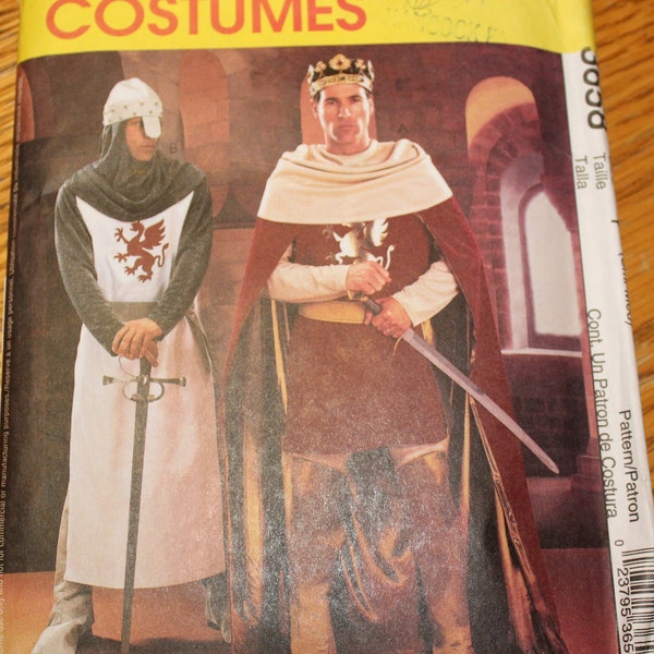 McCalls 3658 Mens Camelot Costume Sewing Pattern, Uncut, FF, Size Sml-Med