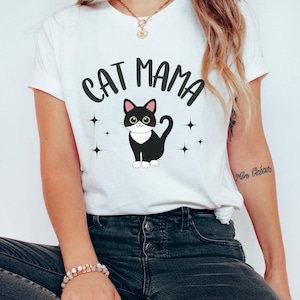 Tuxedo Cat Mom Shirt, Tuxedo Cat Gift, Cat Lover Shirt, Tuxedo Cat Lover Tee, Cat Mom T-shirt, Black And White Cat Tshirt, Gift For Cat Mom