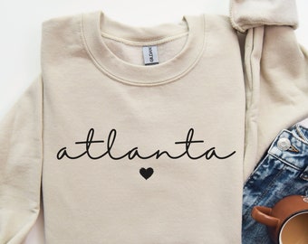 Atlanta Georgia Sweatshirt, City Sweatshirt, Atl Sweatshirt, Atlanta Sweater, Atlanta GA Crewneck Sweatshirt, Pink Atlanta Sweatshirt