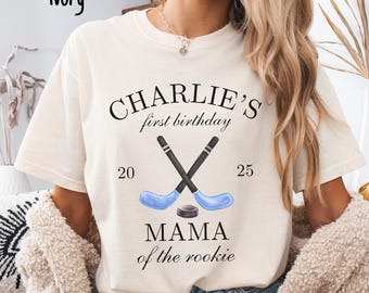 Rookie Year Hockey First Birthday Mama Hockey Theme 1st Birthday Mom Of The Rookie Shirt Mama Dada Hockey Shirt Rookie Year Tee