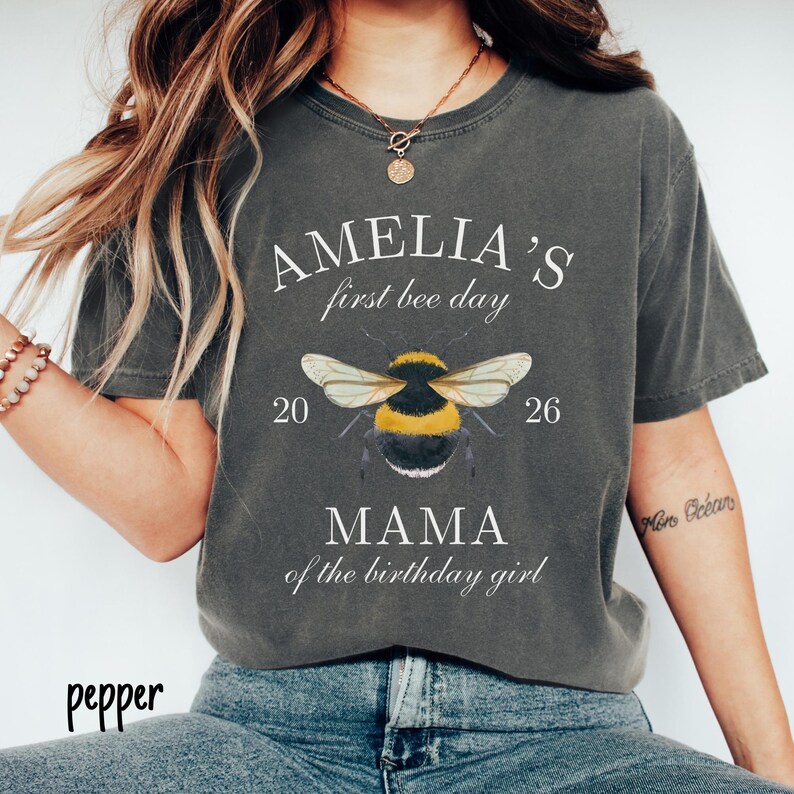 First Bee Day First Birthday Shirt Bee Theme Birthday Girl 1st Birthday Bumble Bee Mama Dada Shirt Bee First Birthday Matching Family Shirt image 2